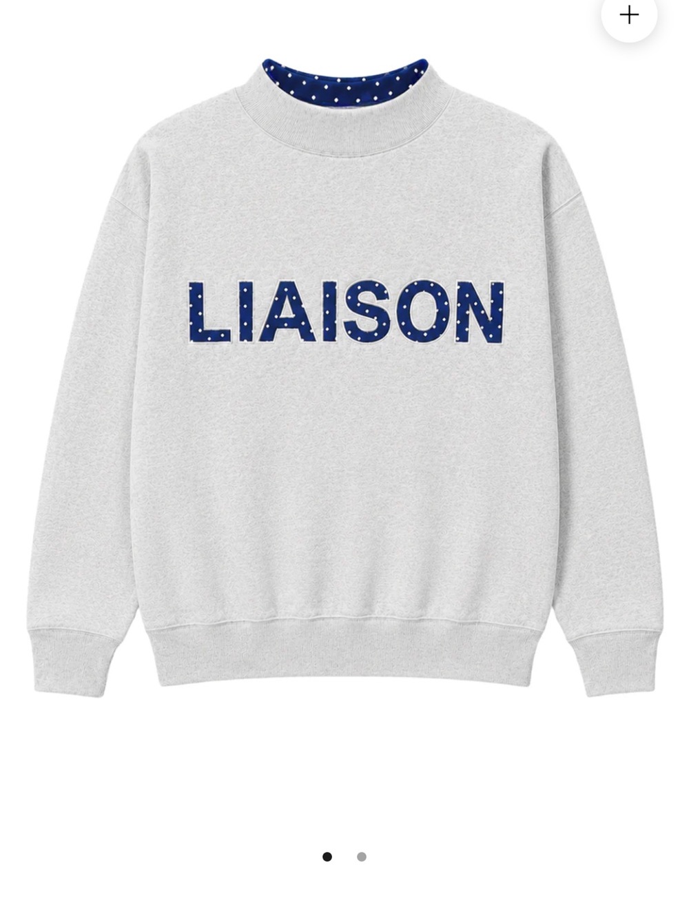 Liaison Polka-Dot Logo Sweatshirt - Light Gray & Navy